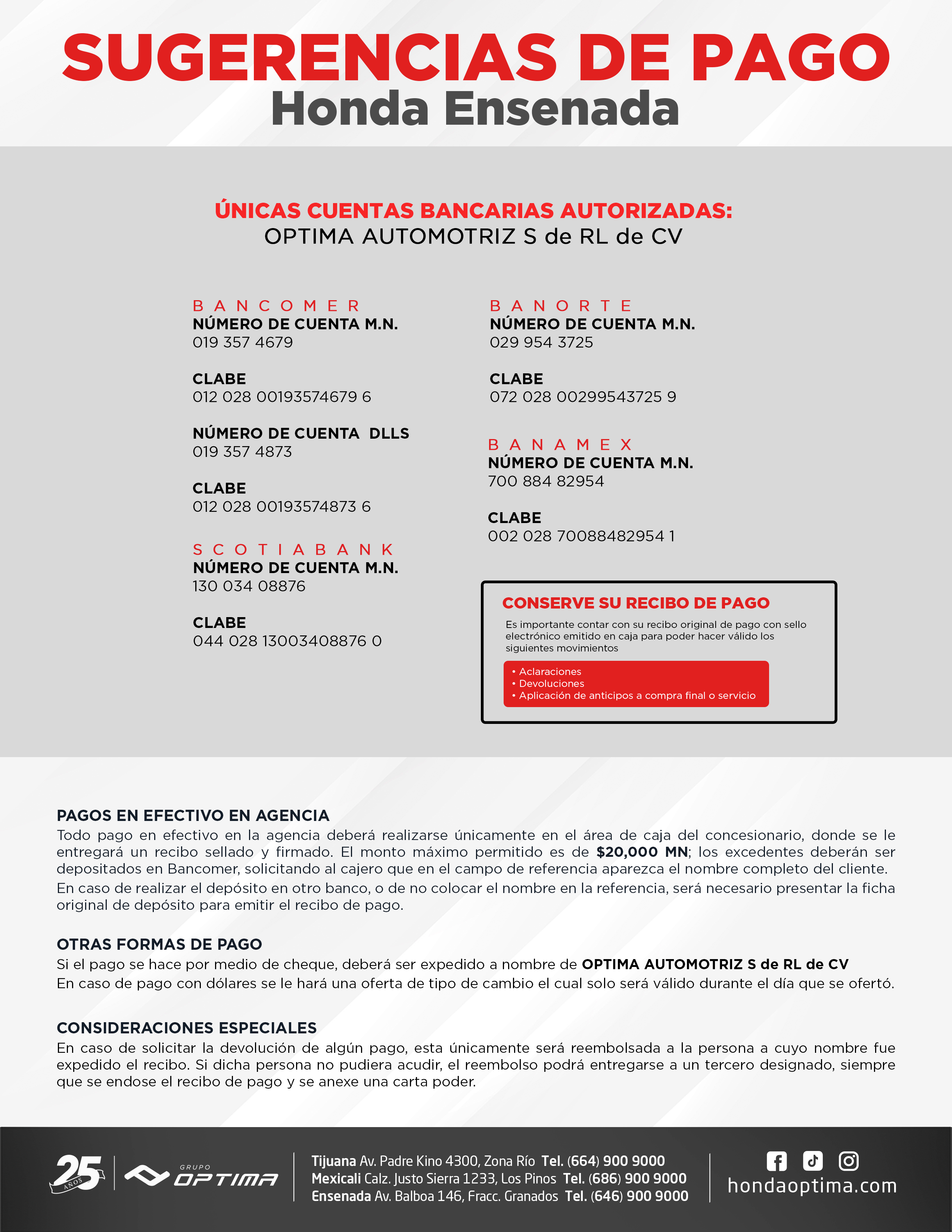 Honda Optima Ensenada Cuenta Bancaria