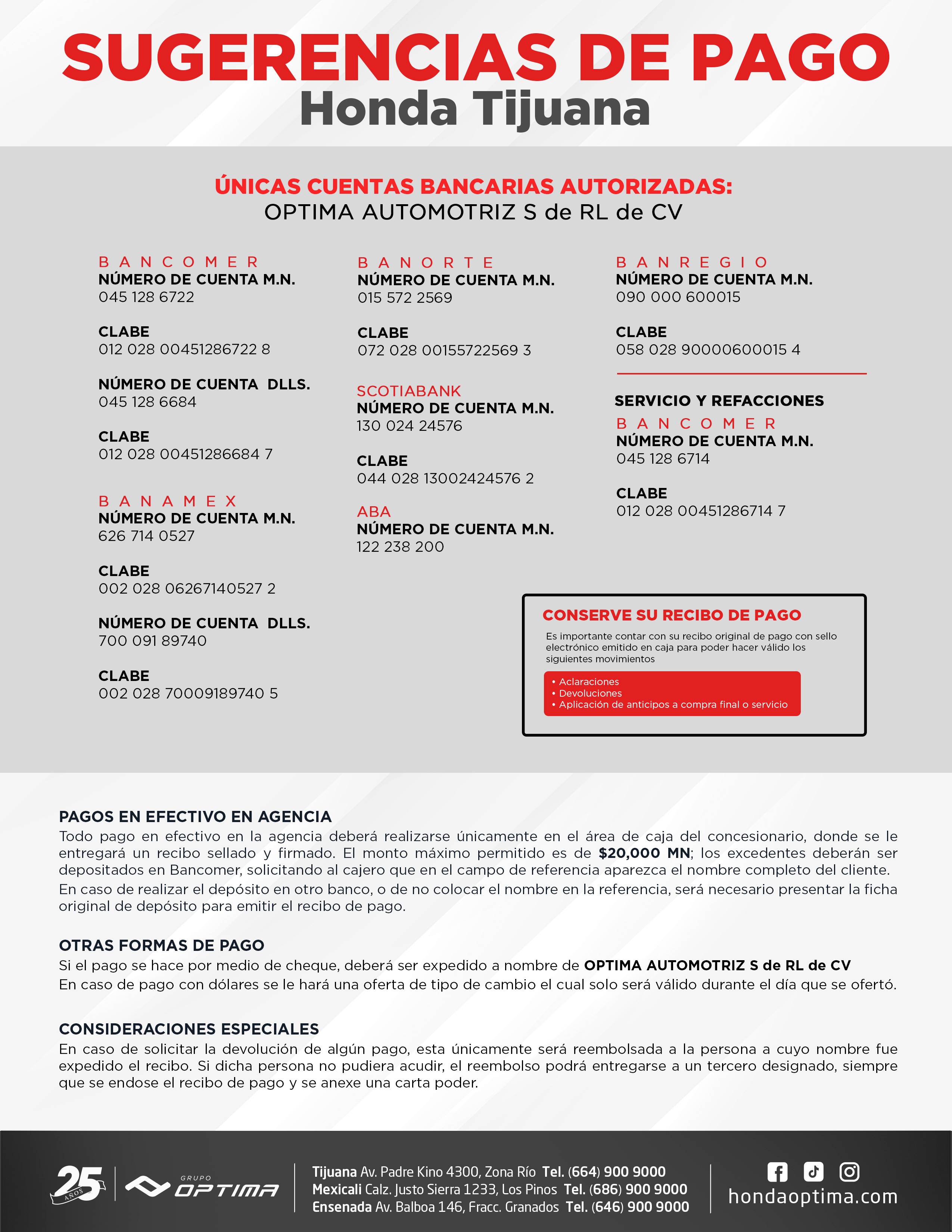 Honda Optima Tijuana Cuentas Bancarias